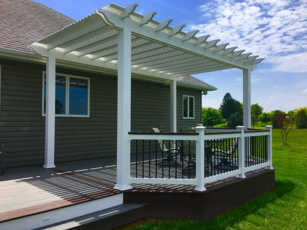 Custom Pergolas with Roofs in Cleveland, Akron & Medina 13 DreamDecks designs and builds architectural-grade outdoor living spaces across Northeast Ohio. From modern decks to full backyard sanctuaries, each project reflects craftsmanship, precision, and timeless luxury. Call 330-907-3040 or visit buildyourDreamDeck.com DreamDecks | Premier Deck Builder & Outdoor Architecture DreamDecks Northeast Ohio deck builder pergola deck example 067