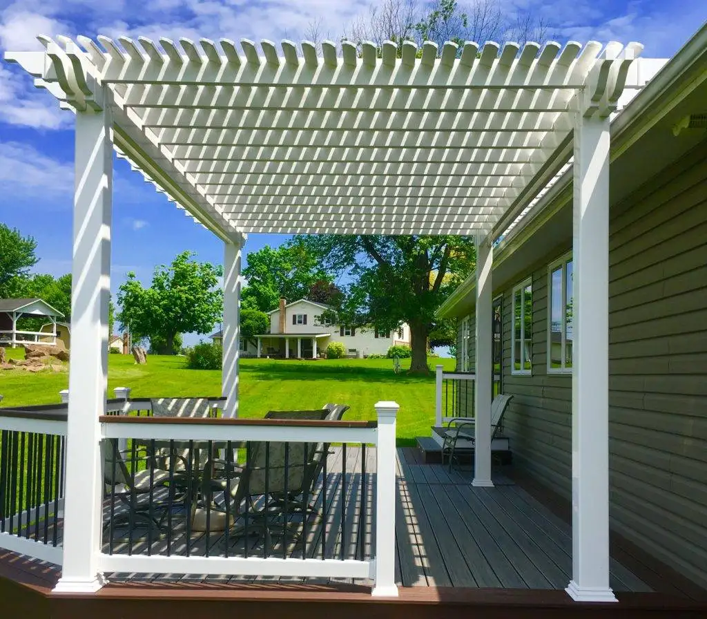 Custom Pergolas with Roofs in Cleveland, Akron & Medina 14 DreamDecks designs and builds architectural-grade outdoor living spaces across Northeast Ohio. From modern decks to full backyard sanctuaries, each project reflects craftsmanship, precision, and timeless luxury. Call 330-907-3040 or visit buildyourDreamDeck.com DreamDecks | Premier Deck Builder & Outdoor Architecture DreamDecks Northeast Ohio deck builder pergola deck example 069
