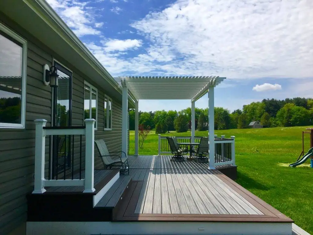 Custom Pergolas with Roofs in Cleveland, Akron & Medina 16 DreamDecks designs and builds architectural-grade outdoor living spaces across Northeast Ohio. From modern decks to full backyard sanctuaries, each project reflects craftsmanship, precision, and timeless luxury. Call 330-907-3040 or visit buildyourDreamDeck.com DreamDecks | Premier Deck Builder & Outdoor Architecture DreamDecks Northeast Ohio deck builder pergola deck example 070