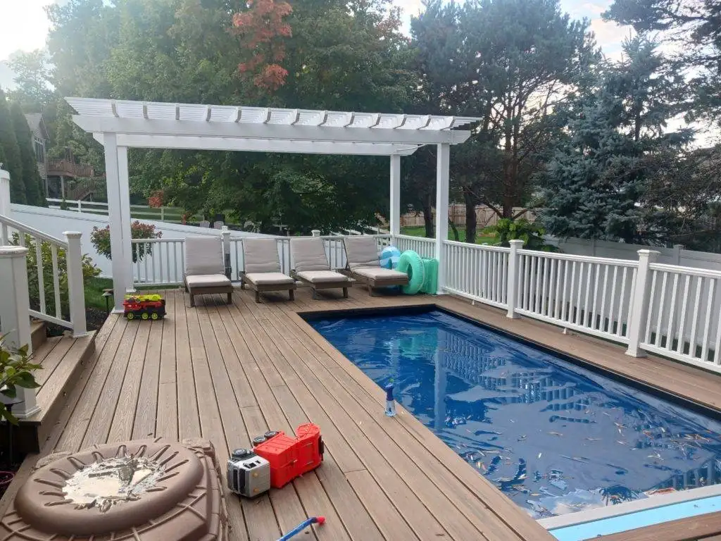Custom Deck Builder in Macedonia, OH | DreamDecks Outdoor Living 14 DreamDecks designs and builds architectural-grade outdoor living spaces across Northeast Ohio. From modern decks to full backyard sanctuaries, each project reflects craftsmanship, precision, and timeless luxury. Call 330-907-3040 or visit buildyourDreamDeck.com DreamDecks | Premier Deck Builder & Outdoor Architecture Custom wooden deck with modern railing and outdoor seating in Macedonia, OH backyard by DreamDecks