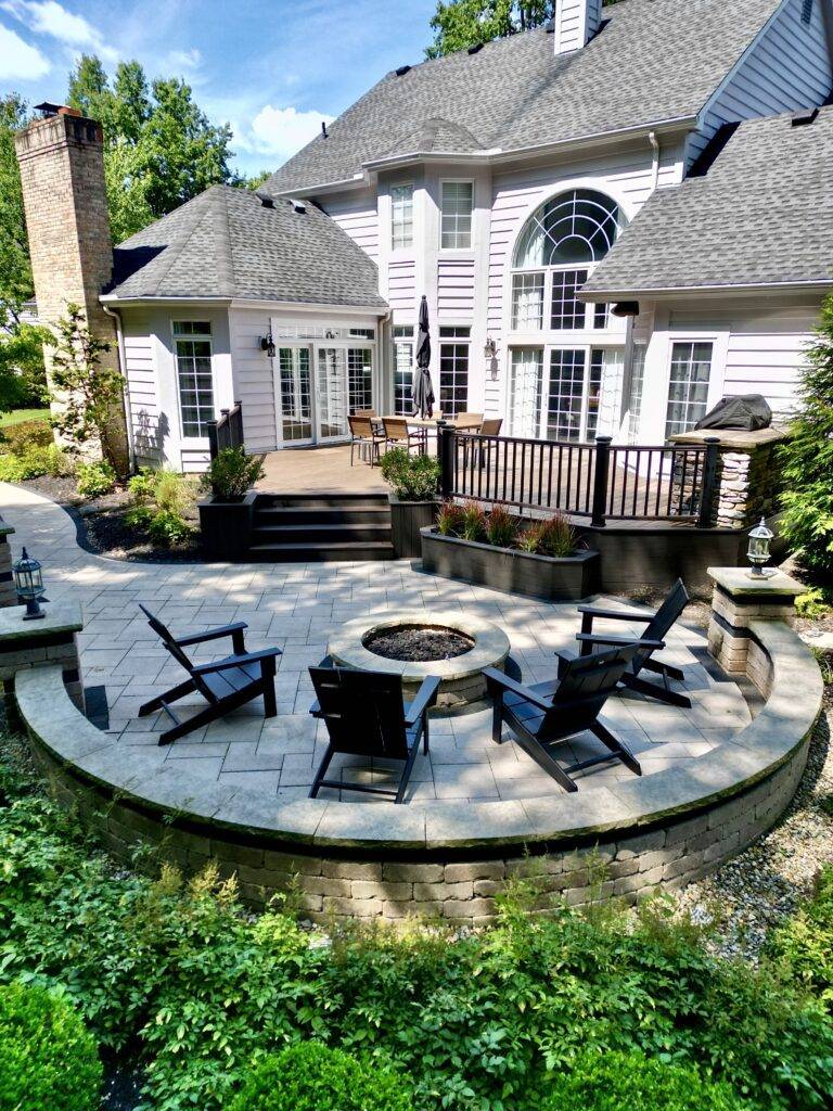 Deck with pergola and patio by DreamDecks in Northeast Ohio