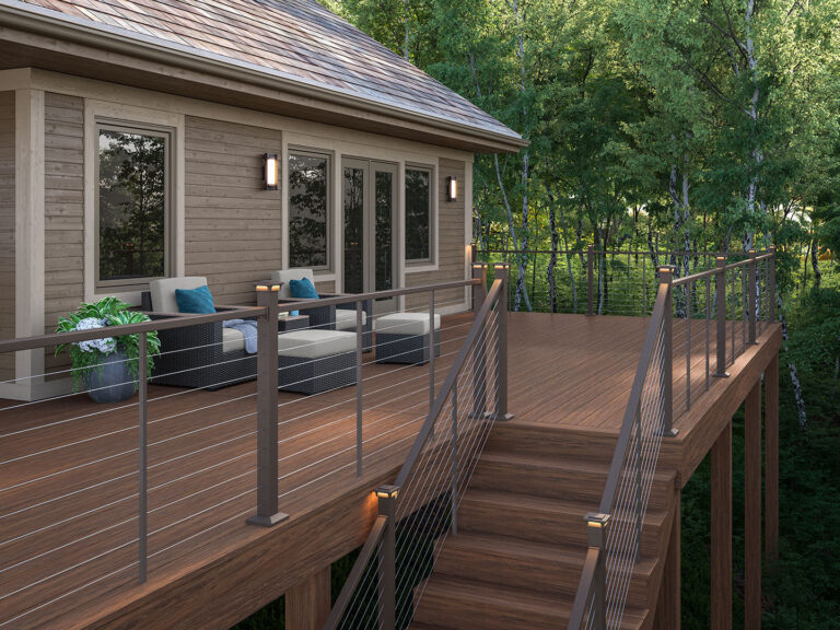 deckorators voyage mesa deck with cable railing DreamDecks designs and builds architectural-grade outdoor living spaces across Northeast Ohio. From modern decks to full backyard sanctuaries, each project reflects craftsmanship, precision, and timeless luxury. Call 330-907-3040 or visit buildyourDreamDeck.com DreamDecks | Premier Deck Builder & Outdoor Architecture