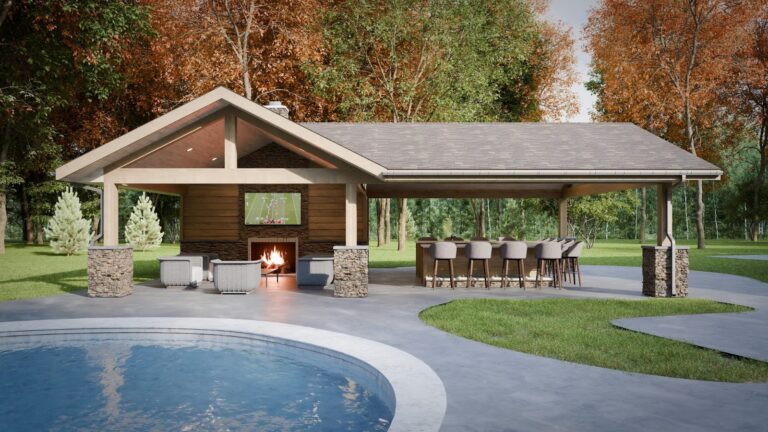 3D deck design rendering and the finished deck built by DreamDecks in Northeast Ohio