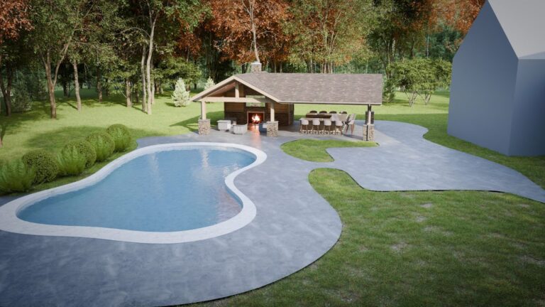 3D deck design rendering and the finished deck built by DreamDecks in Northeast Ohio