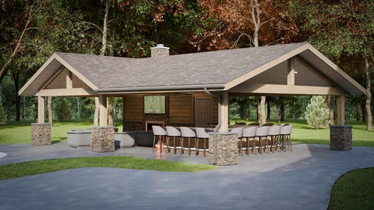 3D deck design rendering and the finished deck built by DreamDecks in Northeast Ohio