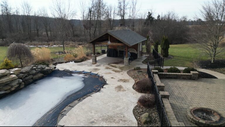 3D deck design rendering and the finished deck built by DreamDecks in Northeast Ohio