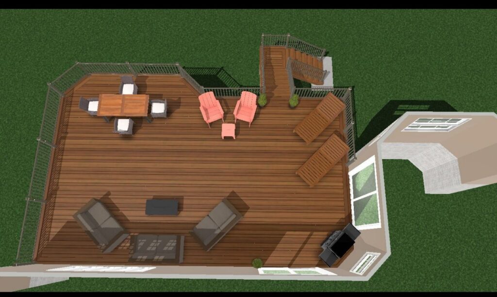 3D design of a multi level composite deck with stairs by DreamDecks
