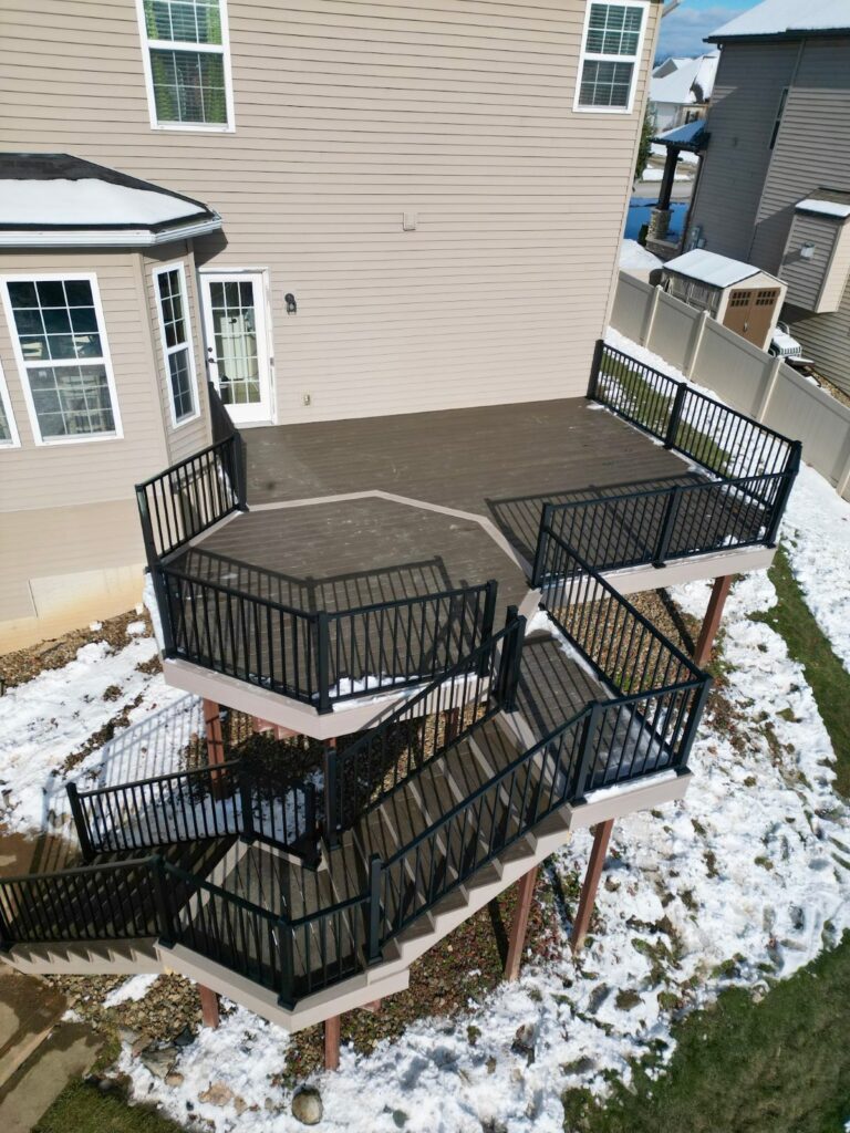 Multilevel deck after a composite redeck by DreamDecks