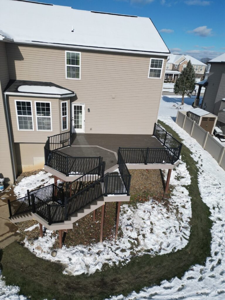 Multi level deck after a composite redeck by DreamDecks in Northeast Ohio