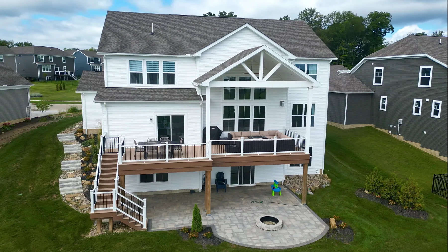 Two Story Deck with Cathedral Roof in Richfield, Ohio by DreamDecks