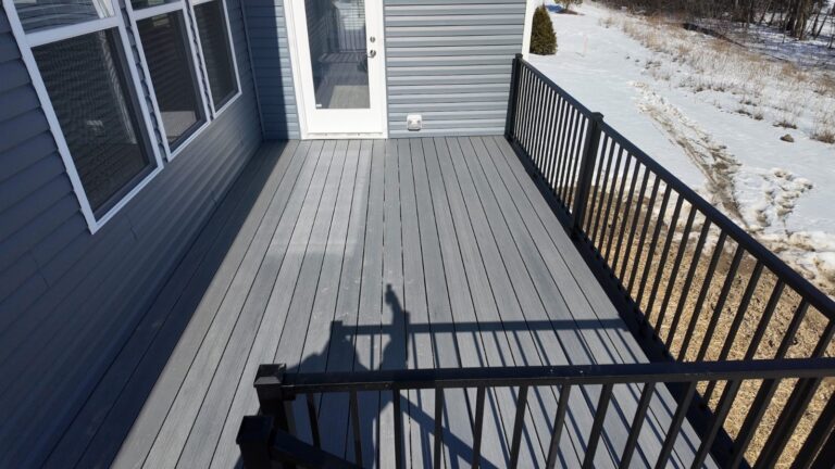 Winter deck build on a new construction home by DreamDecks in Northeast Ohio