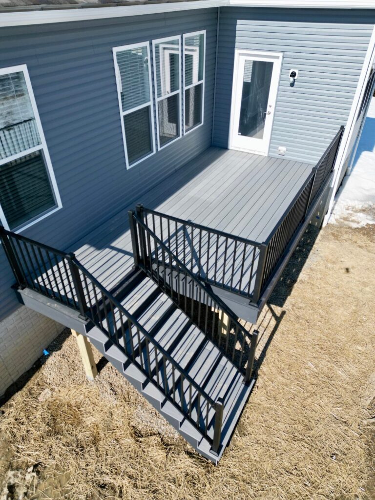 Winter deck build on a new construction home by DreamDecks in Northeast Ohio