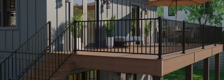 Trex enhance steel railing on stairs installed