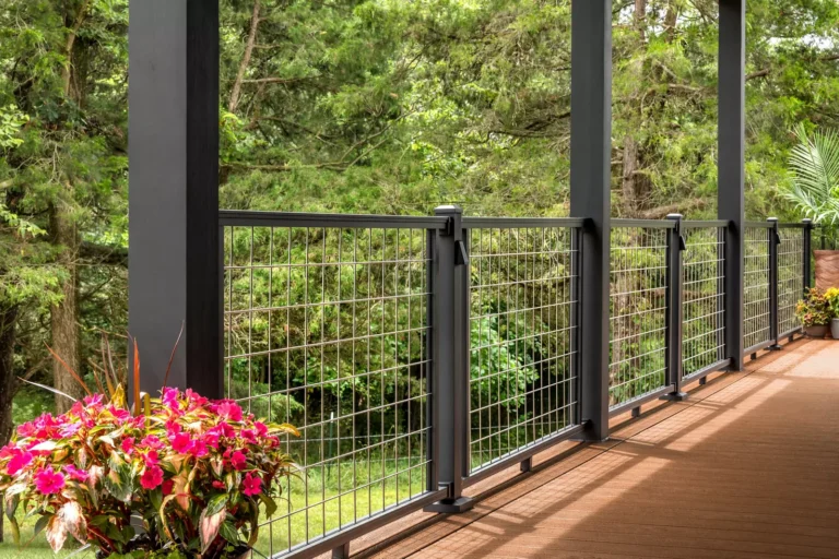 Trex signature mesh railing on porch installed