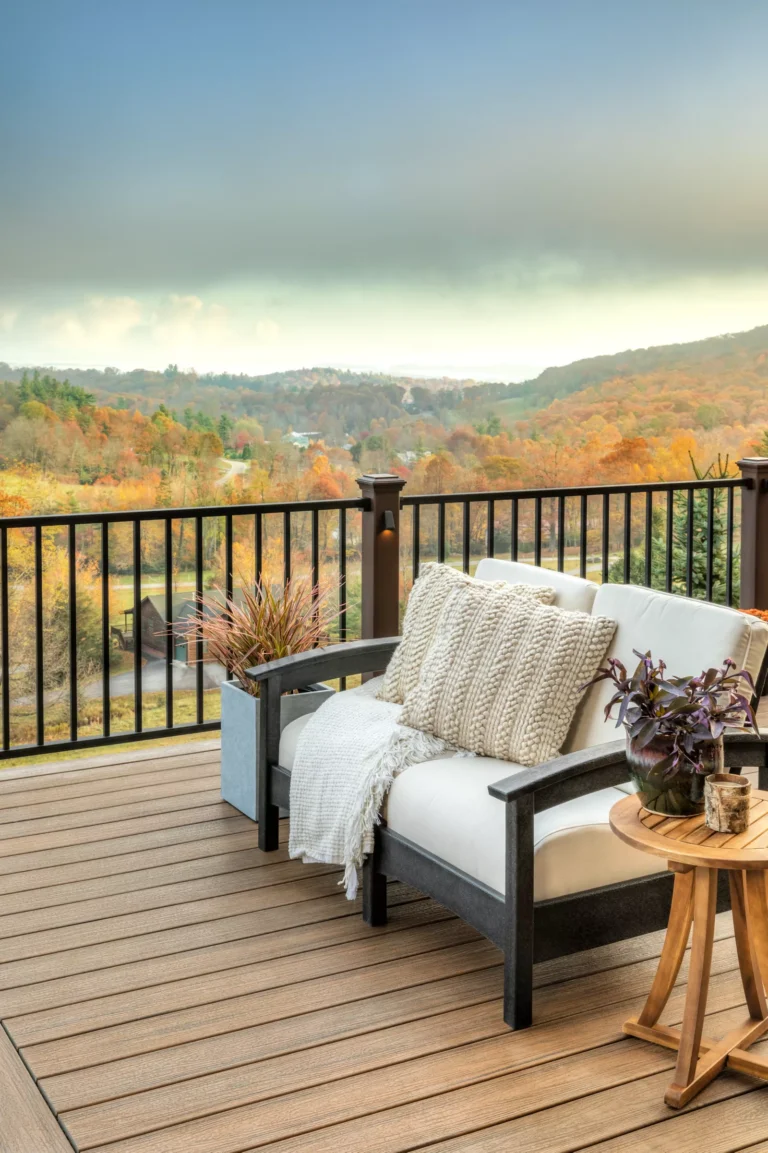 trex trex enhance toasted sand deck with black aluminum railing DreamDecks designs and builds architectural-grade outdoor living spaces across Northeast Ohio. From modern decks to full backyard sanctuaries, each project reflects craftsmanship, precision, and timeless luxury. Call 330-907-3040 or visit buildyourDreamDeck.com DreamDecks | Premier Deck Builder & Outdoor Architecture