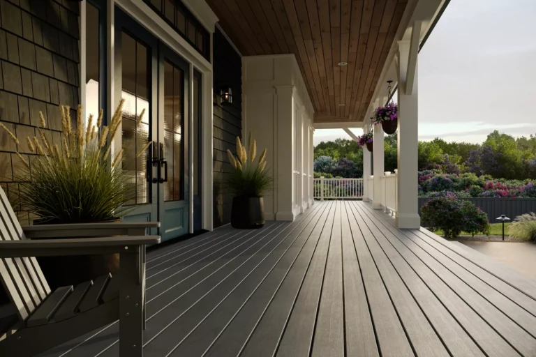 trex trex transcend lineage island mist front porch DreamDecks designs and builds architectural-grade outdoor living spaces across Northeast Ohio. From modern decks to full backyard sanctuaries, each project reflects craftsmanship, precision, and timeless luxury. Call 330-907-3040 or visit buildyourDreamDeck.com DreamDecks | Premier Deck Builder & Outdoor Architecture