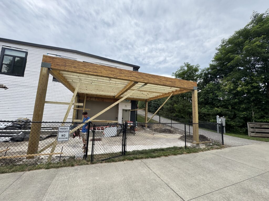 Framing a freestanding deck over the driveway in Kent Ohio w