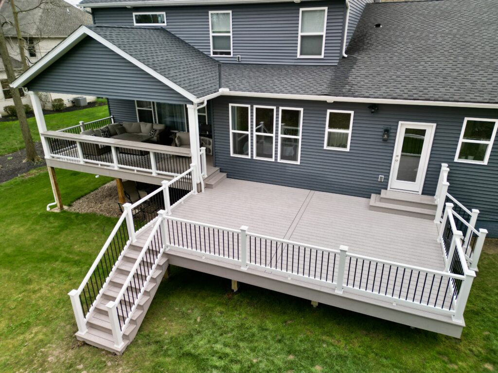 Finished lower deck tying into the covered deck