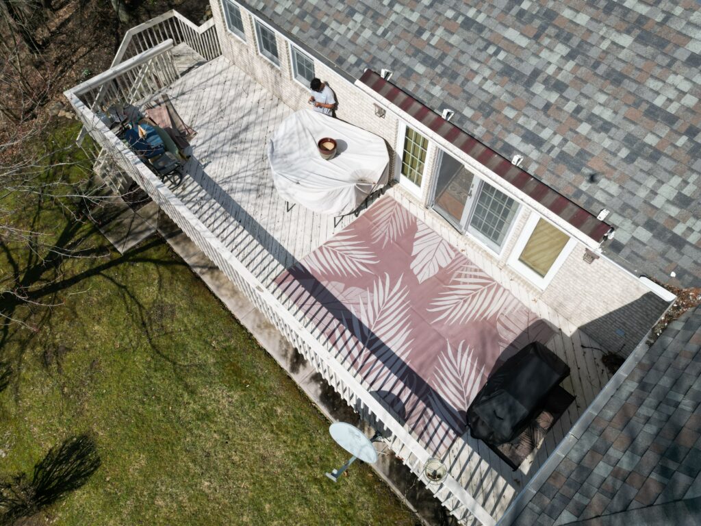 The old wood deck from above before the resurface