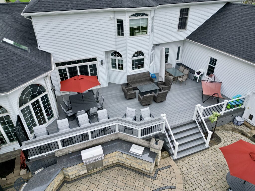 Aerial view of the new deck and bar ledge