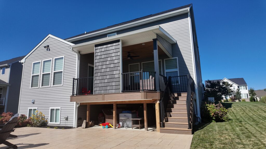 The Avon home with its new covered deck roof