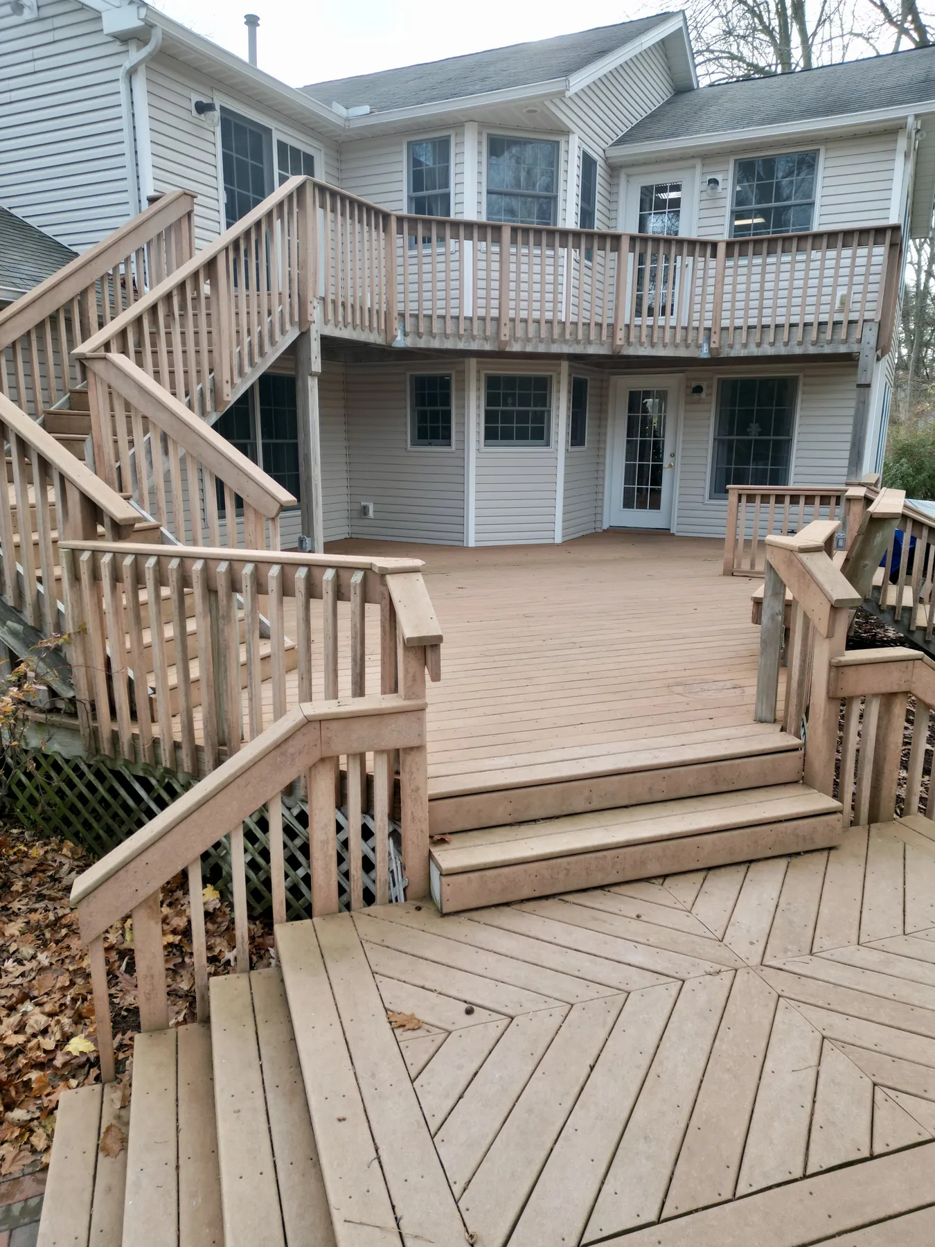 Lower wood deck and staircase before demolition