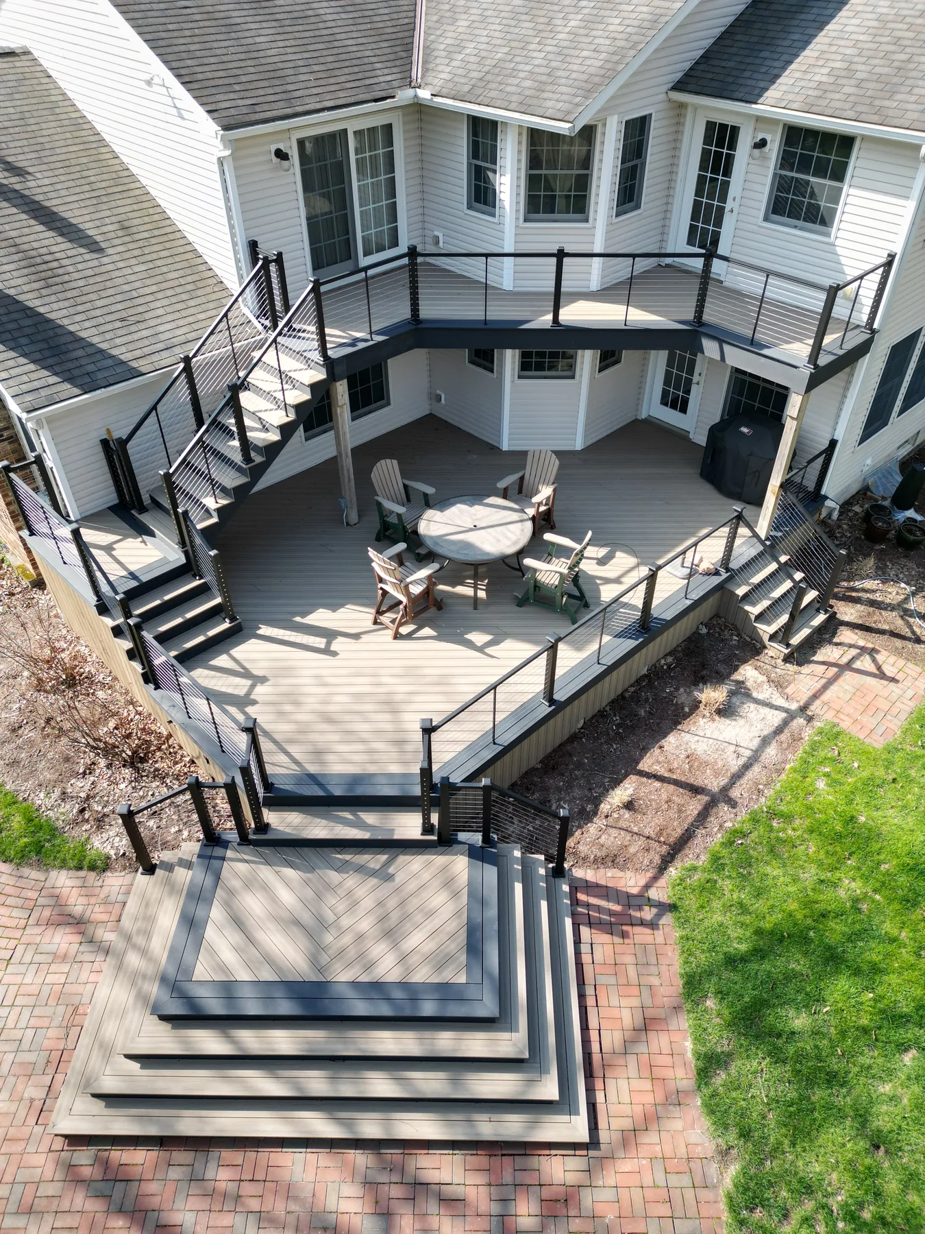 Overhead view of the finished box steps and picture frame border